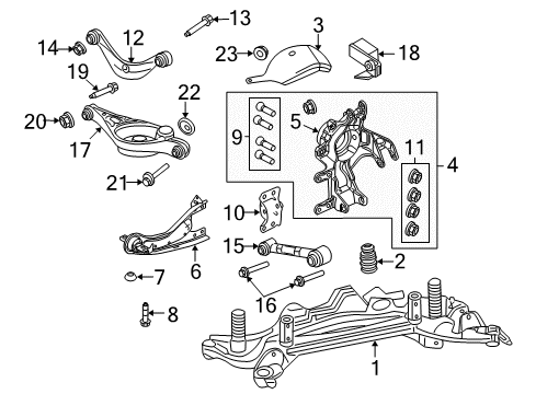 2010 Mercury Milan Rear Suspension Components, Lower Control Arm, Upper Control Arm, Stabilizer Bar Lateral Strut Bolt Diagram for -W500547-S439