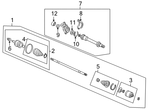 2000 Honda Odyssey Drive Axles - Front Driveshaft Assembly, Passenger Side Diagram for 44305-S0X-A52