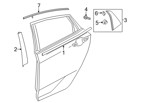 2019 Honda Civic Exterior Trim - Rear Door Molding Assy., R. RR. Door Diagram for 72910-TGG-A01