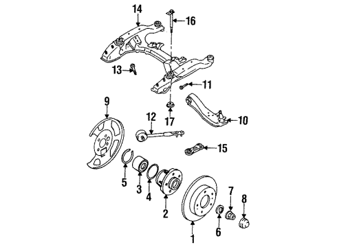 1993 Infiniti J30 Front Brake Components Nut-Lock, Front Wheel Bearing Diagram for 01225-00591