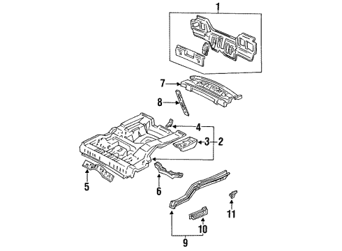 1995 Acura Legend Rear Body Panel Set, Rear Floor Diagram for 04655-SP0-305ZZ