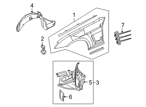 2005 Chrysler Crossfire Fender & Components, Exterior Trim Shield-Wheel House Diagram for 5098682AA