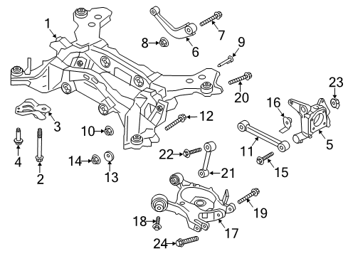2020 Lincoln MKZ Rear Suspension, Upper Control Arm, Suspension Components Support Nut Diagram for -W520214-S442