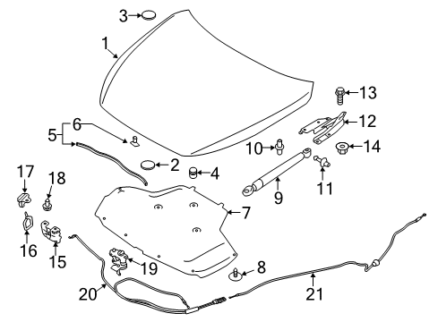 2017 Infiniti Q60 Hood & Components Nut-Hex Diagram for 08911-1081G