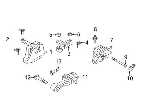 2020 Hyundai Elantra Engine & Trans Mounting Transmission Mounting Bracket Assembly Diagram for 21830-F3400