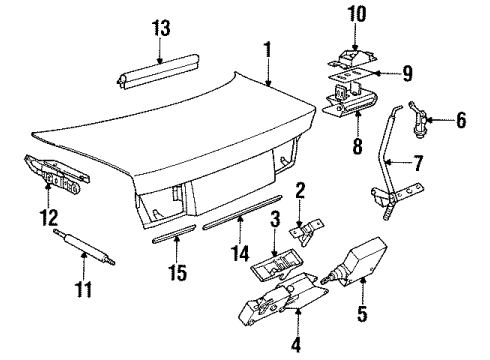 1991 BMW 850i Trunk Lid Gas Pressurized Spring Diagram for 51241940810