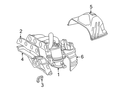 2004 Toyota MR2 Spyder Exhaust Manifold Heat Shield Diagram for 17167-22050