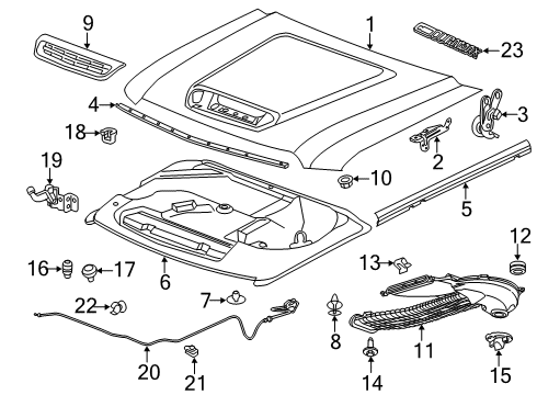 2019 GMC Sierra 3500 HD Hood & Components Release Cable Diagram for 84279469