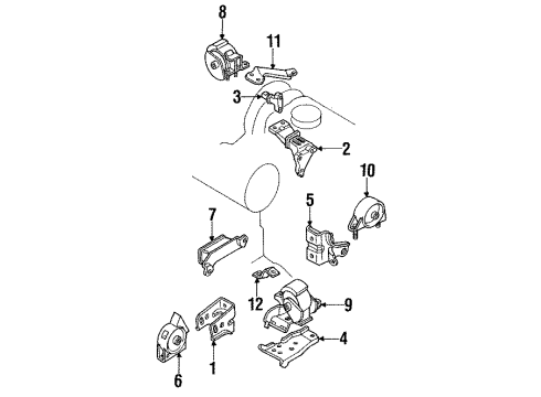1989 Toyota Corolla Engine Mounting Stay, Engine Mounting, RH Diagram for 12317-16010