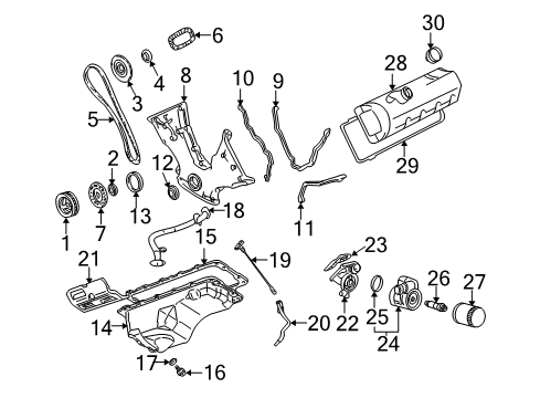 1999 Ford Mustang Filters Oil Cooler Diagram for F8ZZ-6A642-BA