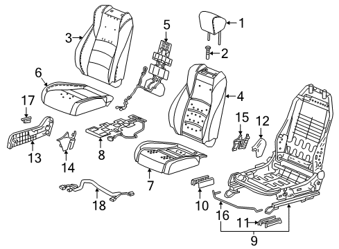 2018 Honda Accord Passenger Seat Components Pad, Right Front Seat Cushion Diagram for 81137-TVC-A41