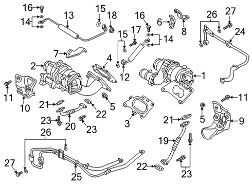 2021 Genesis G90 Turbocharger Gasket-Turbo Changer Oil Feed Diagram for 28241-3L100