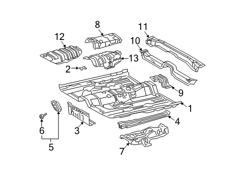 2002 Toyota Avalon Pillars, Rocker & Floor - Floor & Rails Insulator, Main Muffler Heat Diagram for 58327-33010