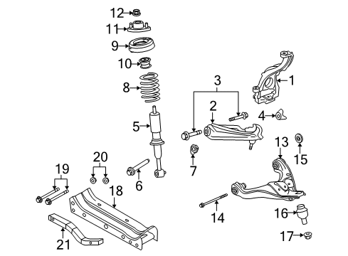 2010 Mercury Mountaineer Front Suspension Components, Lower Control Arm, Upper Control Arm, Stabilizer Bar Coil Spring Diagram for 9L2Z-5310-C