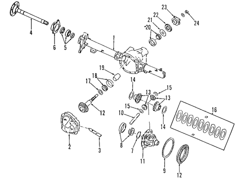 1995 Honda Passport Rear Axle, Differential, Propeller Shaft Yoke Assembly, Splined Propeller Shaft Diagram for 8-97020-278-0