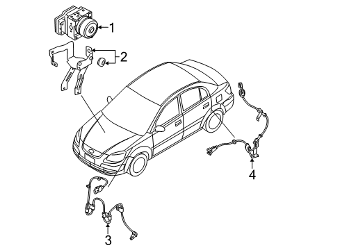 2007 Hyundai Accent ABS Components Bracket-Hydraulic Module Diagram for 58960-1G300