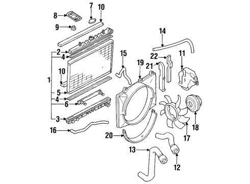 1995 Infiniti J30 Radiator & Components Mounting Rubber-Radiator, Lower Diagram for 21508-10V00