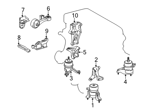 2010 Toyota Camry Engine & Trans Mounting Torque Rod Diagram for 12363-0V070