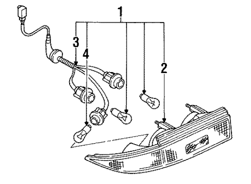 1993 Infiniti J30 Tail Lamps Lamp Assembly-Rear Combination, RH Diagram for 26550-10Y00