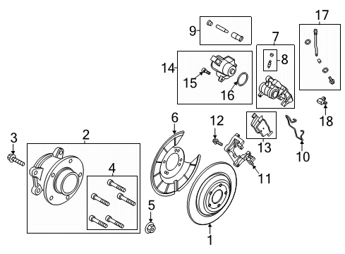 2021 Ford Escape Brake Components Front Pads Diagram for JX6Z-2001-J