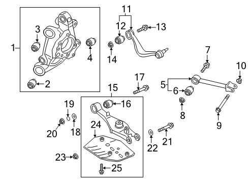 2019 Kia K900 Rear Suspension Components, Lower Control Arm, Upper Control Arm, Ride Control, Stabilizer Bar Carrier Assembly-Rear Ax Diagram for 52720J6000