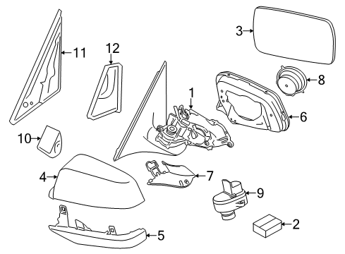 2015 BMW M5 Mirrors Set Mounting Parts Diagram for 51168050479