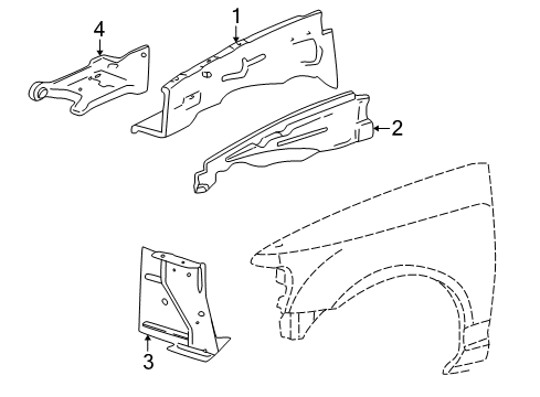 2003 Ford Explorer Sport Structural Components & Rails Reinforcement Front Extension Diagram for 1L5Z-16D072-AA