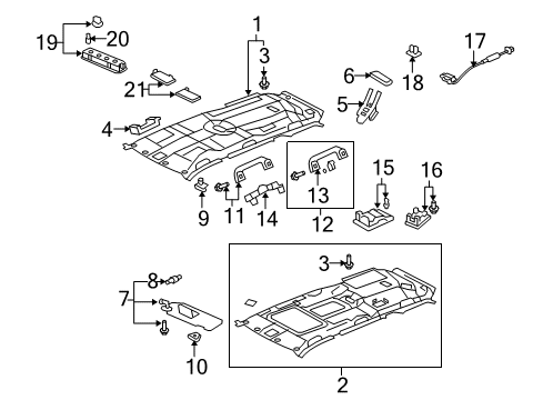 2008 Honda Pilot Interior Trim - Roof Base (Light Green) Diagram for 34403-S3V-A01ZC