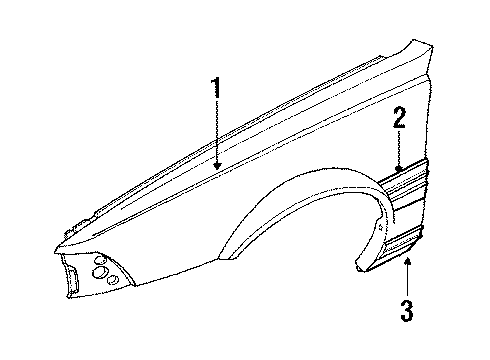 1994 Chevrolet Cavalier Fender & Components Molding Asm-Front Fender Center Rear Diagram for 22594704