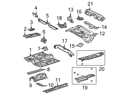 2005 Toyota Prius Pillars, Rocker & Floor - Floor & Rails Under Cover Diagram for 58166-47010