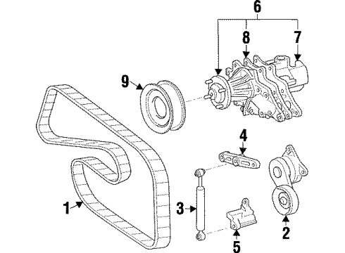 1998 Toyota Supra Water Pump, Belts & Pulleys Serpentine Tensioner Diagram for 16620-46070
