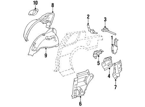 1990 Oldsmobile Cutlass Calais Inner Structure - Quarter Panel Door Asm-Fuel Tank Filler Diagram for 20559912