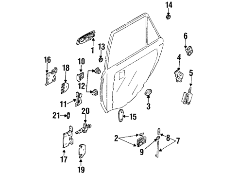 1994 Mercury Tracer Rear Door - Hardware Actuator Diagram for F7CZ5426595AA