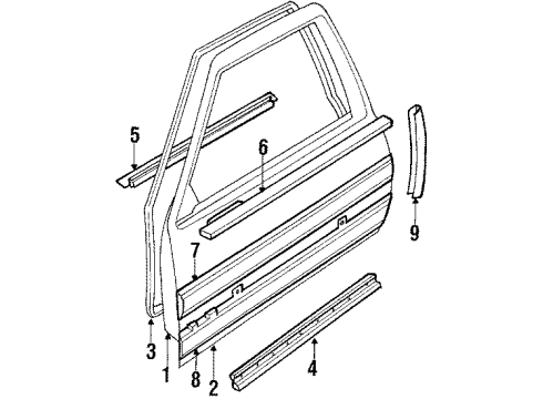 1987 Buick Electra Front Door & Components, Exterior Trim Molding Kit, Front Side Door Diagram for 20497505