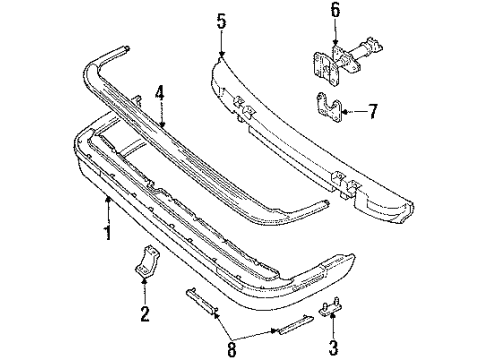 1990 Oldsmobile Silhouette Rear Bumper Rear Bumper Cover Diagram for 10148753