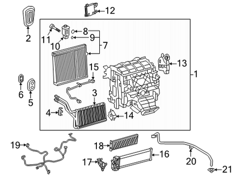 2022 Lexus NX250 A/C Evaporator & Heater Components Quick Heater Assembly Diagram for 87710-58010