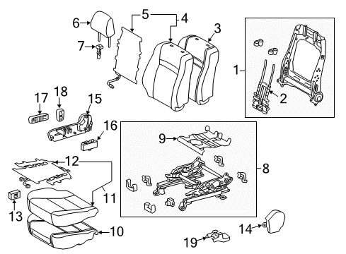 2015 Toyota Camry Passenger Seat Components Seat Back Cover Diagram for 71073-06F50-C1