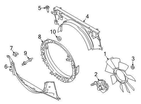 2019 Ford F-250 Super Duty Cooling System, Radiator, Water Pump, Cooling Fan Fan Clutch Diagram for FC3Z-8A616-C