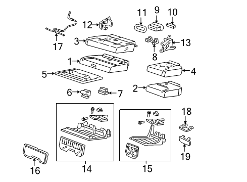 2005 Honda Odyssey Rear Seat Components Cover, RR. Seat Center Pivot (Lower) *G64L* (OLIVE) Diagram for 82192-SHJ-A01ZA
