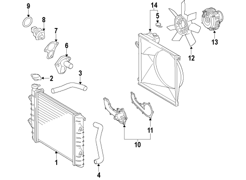 2007 Toyota Tacoma Cooling System, Radiator, Water Pump, Cooling Fan Fan Clutch Diagram for 16210-75100