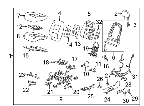 2018 Chevrolet Equinox Driver Seat Components Seat Cushion Pad Diagram for 84382832