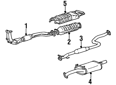 1996 Hyundai Accent Exhaust Components Tail With Muffler Pipe Diagram for 28700-22001