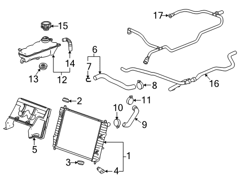 2009 Chevrolet Corvette Radiator & Components Inlet Hose Diagram for 15868160