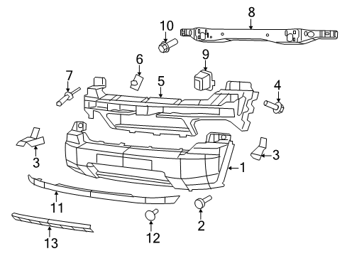2012 Jeep Liberty Front Bumper Molding-FASCIA Diagram for 1DL48SZ0AA