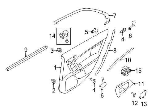 2012 Lincoln MKZ Rear Door Door Trim Panel Diagram for 9H6Z-5427406-AB