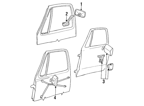 1993 Dodge W350 Outside Mirrors Passenger Manual Side View Mirror Compatible Diagram for 55074998