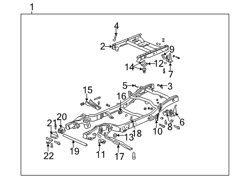 2000 GMC Sierra 1500 Frame & Components Crossmember, Trans Support Diagram for 15748036