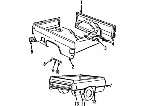 1987 GMC R1500 Side Panel & Components Panel Asm-Wheelhouse Diagram for 14027451