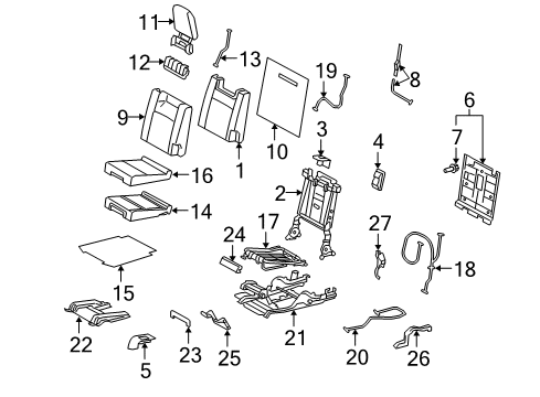 2022 Toyota 4Runner Third Row Seats Hinge Cover Diagram for 71693-60140-C0