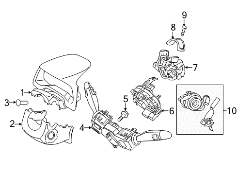 2019 Hyundai Elantra Shroud, Switches & Levers Steering Column Lower Shroud Diagram for 84855-F2000-TRY